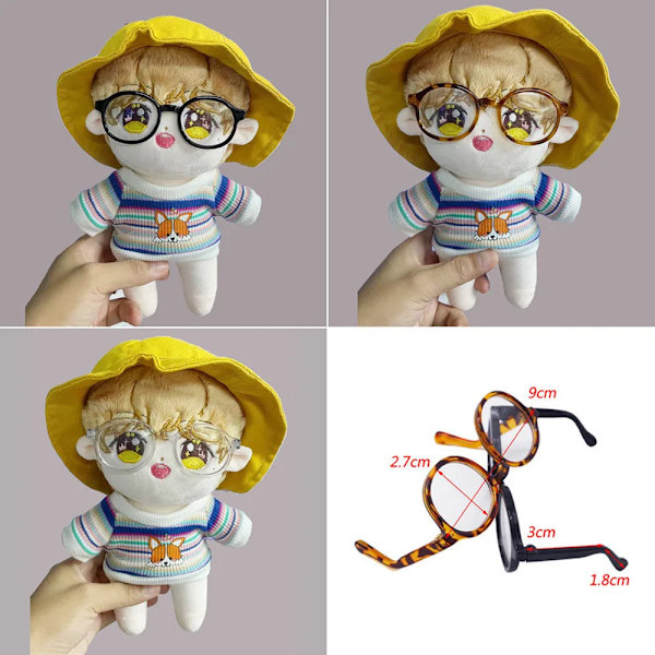 6,5 cm 9 cm Gennemsigtige Plastikbriller Til 1/8 1/6 1/3 1/4 BJD til Labubu MSD SD Plys til EXO Dukke solbriller 6.5cm for labubu beige