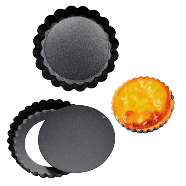 4 riflet tarteforme, 10,5 cm diameter, professionel kulstofstål