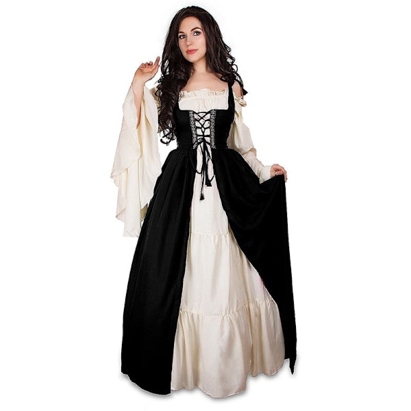 Medeltida Punk Klänning Cosplay Halloween Kostymer Kvinnor Palace Karneval Fest Förklädnad Prinsessa Kvinna Viktoriansk Vestido Robe Ljusblå light blue 5XL