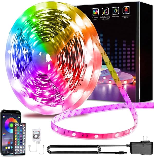 15M Bluetooth LED-stripe 5050 RGB LED-stripe Multicolor