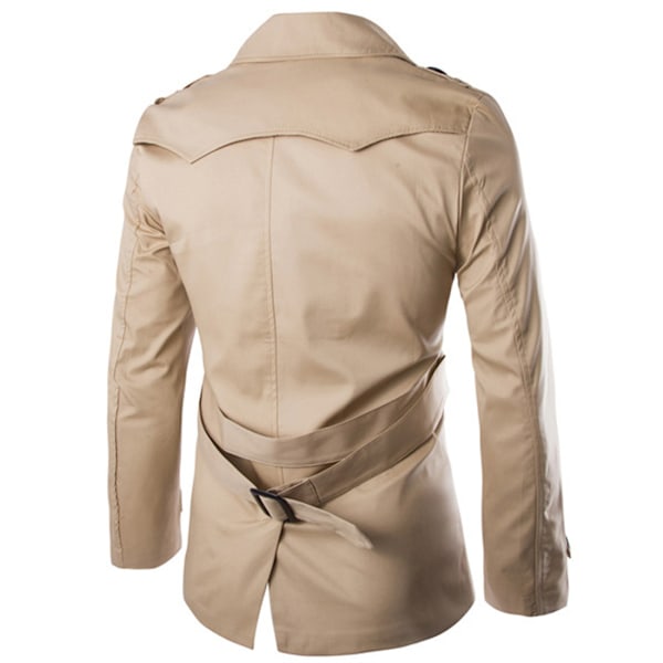 Trenchcoat for menn Slim fit dobbelknappet beige beige XL