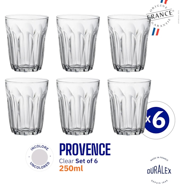 Provence Glas Vattenglas 250 ml utan Fyllningsmarkering, 6-pack