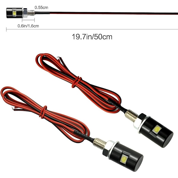 LED Lys Bil og Motorcykel Nummerplade Lyspærer Skruebolt LED Lys 12V Universal LED Nummerplade 2 stk (Hvid)
