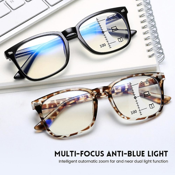 HHL Multi-focus Läsglas Anti Ljus +1,00d Till +4,00d Presbyopiska glasögon A