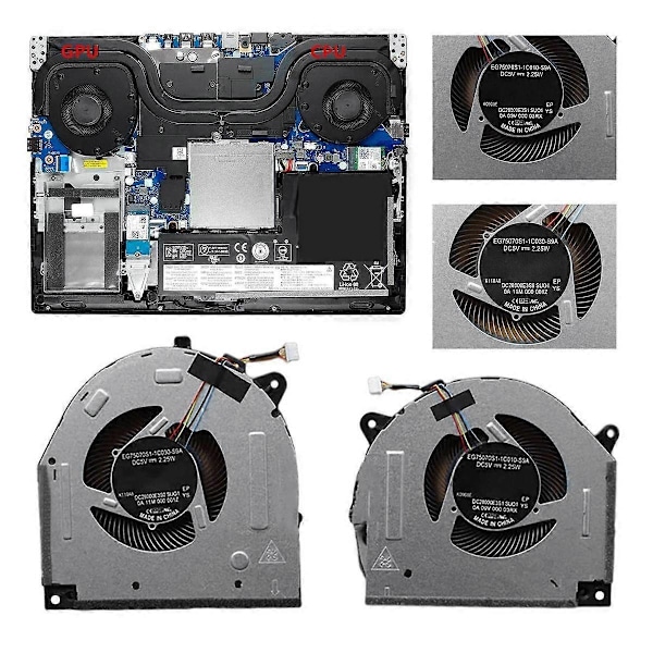 Laptop CPU GPU Køleventilator til Legion Y7000-2019 Y540-15IRH 5F10S13886 DC28000E3F1-WELLNGS