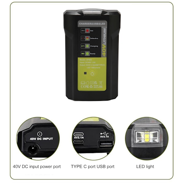 40V Lithium Batterioplader til 36 til 40V Batteri OP4015 OP4026 OP4026A OP4030 OP4040 OP4050 OP4050A OP4060 OP4060A OP40201
