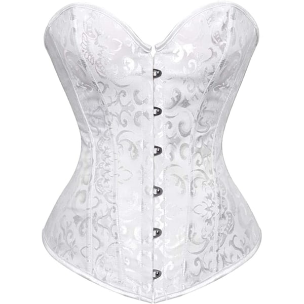 HOU Naisten Bustier Korsetti Top Plus Koko Satiini Vyötärö Cincher Overbust Bustiers Valkoinen-2 XX-Large