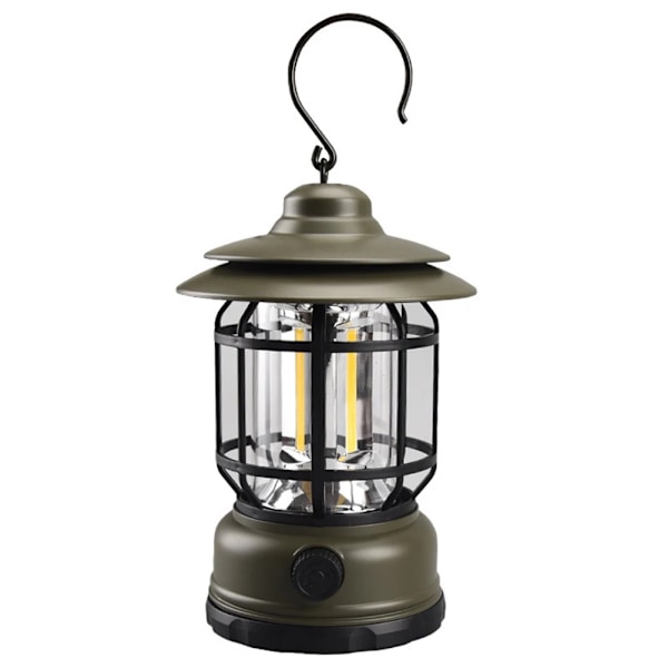 LED camping lanterne hængende teltlampe Retro bærbar lampe Militærgrøn Army green rechargeable type