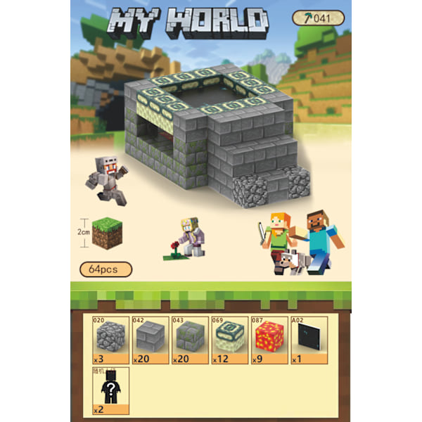 Minecraft Byggklossar med 64 Sexsidiga Magnetiska Kuber (End Portal) End Teleport