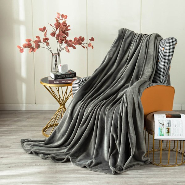 Dobbeltsidet fortykket almindelig flanneldyne Studerende lounge Nap efterår og dækken Mellemgrå Medium Grey 230*230cm