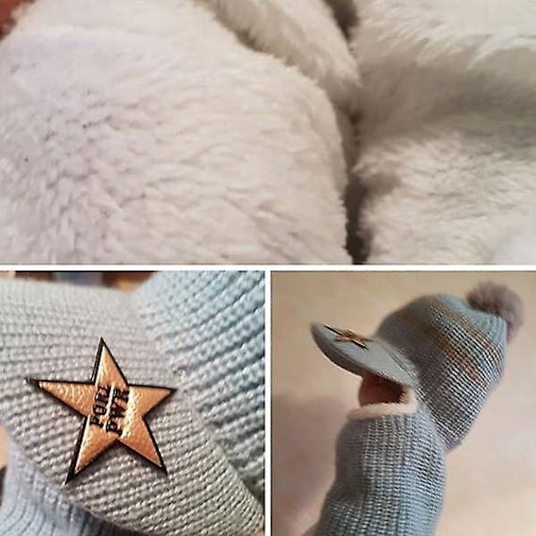 Sztxj Vinter Varma Barn Stickade Fleece Mössa Hatt Med Visir Huva Öronlapp Mössor För Flickor Pojkar Ull Mohair Flerfärgad, Grå