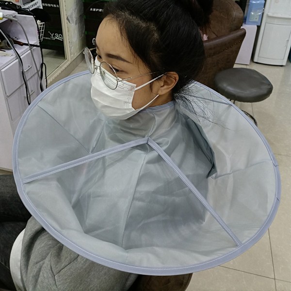 Barber Cape Lättvikt Hopfällbar Paraplydesign Barberark för Vuxna Barn Grå[GKS] 0.3