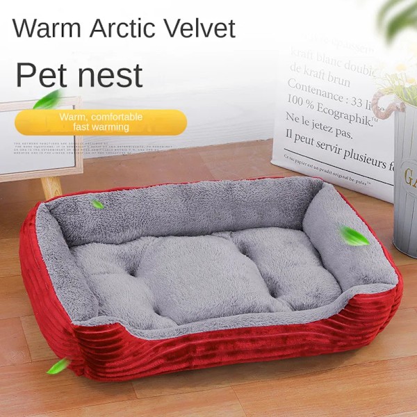 Koiranpeti Koiranpentu Pehmeä Neliö Plush Kennel Eläinten Tarvikkeet Koirat Kori Sänky So فا Large Medium Puppy Lemmikkieläinten Tuotteet Patja Päivämäärä Punainen Date edited 80X60CM