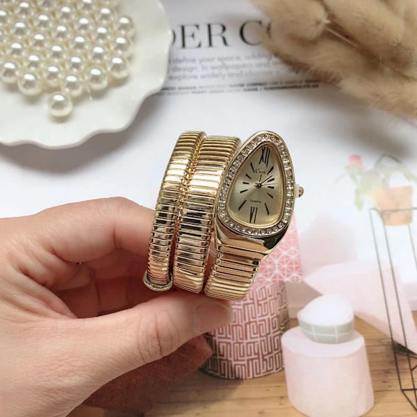 Slangeur-Kvartsarmbånd Mode Guld Kvinder Ure Klok reloj mujer montre femme relogio Luksus Dame Armbåndsur gold