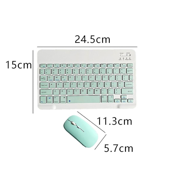 Opladeligt Bluetooth Tastatur og Mus Combo Ultra Tyndt Bærbar Kompakt Trådløs Mus Sæt til Android Windows Tablet Telefon Ipad Ios light green