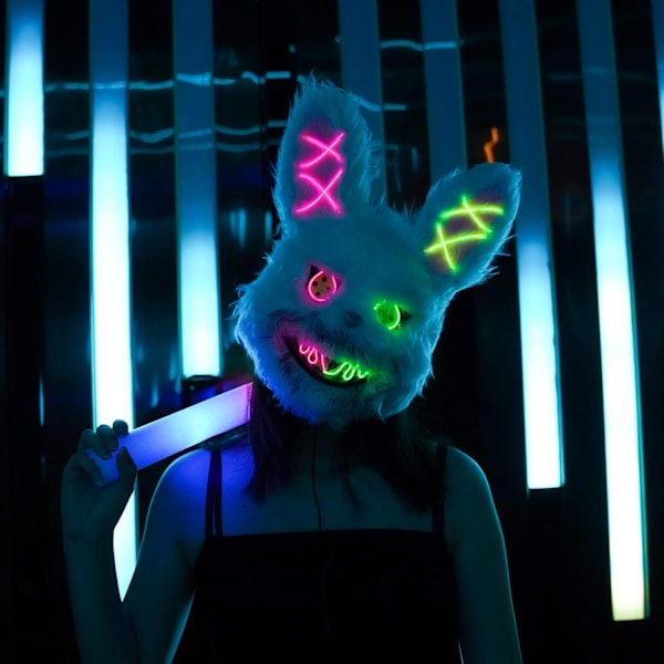 Desdfcer Halloweenmask, läskig Halloweenmask för kvinnor och män, Halloweenkanin Bunny Mask