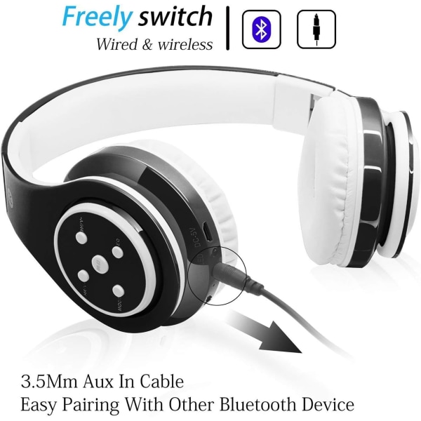 Trådlösa Bluetooth-hörlurar, trådlösa over-ear-hörlurar med