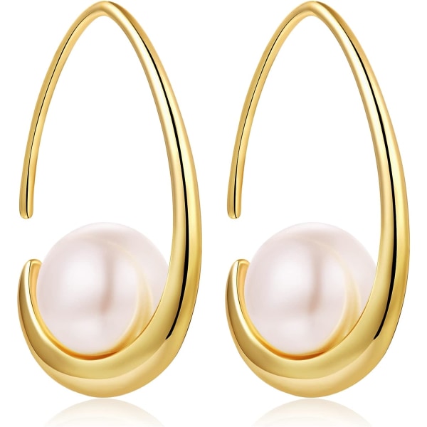 HHL Sølv 925 perleøreringe - hængende perler med 10 mm hoops, øreringe med perler