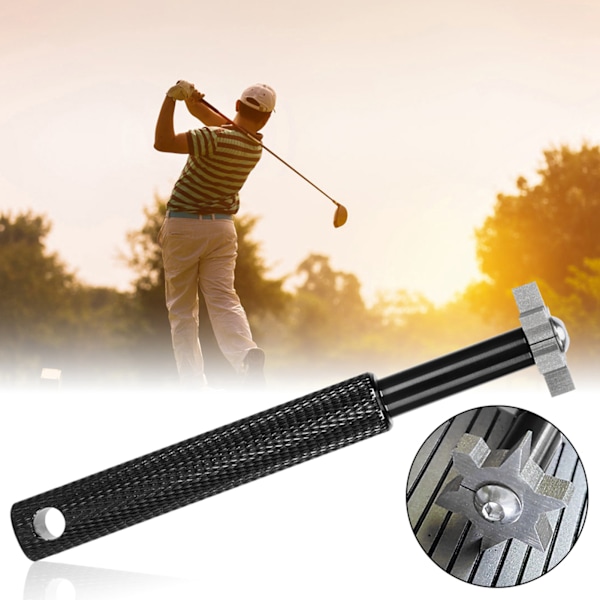 Golfmailan teroitin ergonomisella muotoilulla, urien puhdistus, teroitustyökalu, lisävaruste reiällä ripustusnarulle, musta 0.1