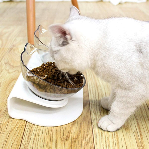 Dobbel matskål med hevet stativ for katter og små hunder