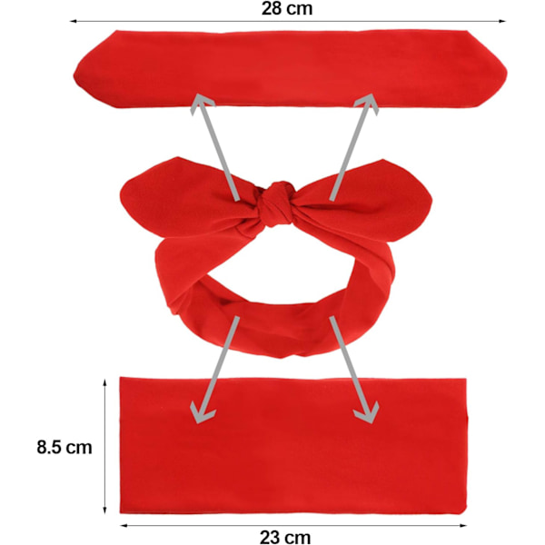 2-pack Retro Hårband Svart Röd Hårband Vintage Garn Hårband