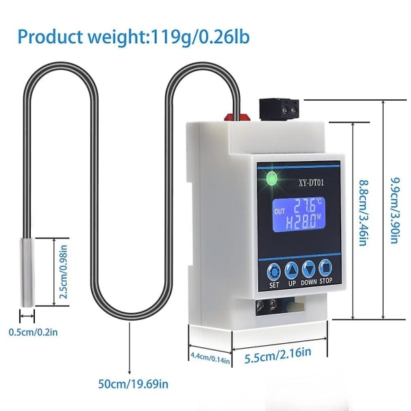 Xy-dt01 Digitaalinen lämpötilansäädin -40-110c Digitaalinen -digitaalitermostaatti LCD-näytöllä ja W