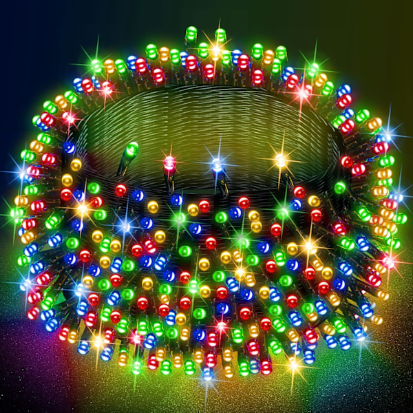 Kirkkaat 300 LED jouluvalot, 30,5 metriä, kytkettävät, vedenpitävät, moniväriset Multicolored 1000 LEDs