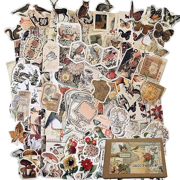 Vintage klistermærker til journaling æstetisk 200 stk natur ephemera dekoratief papier scrapbooking klistermærker scrapbog forsyninger kit