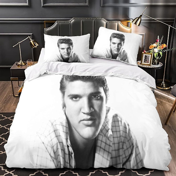 Elvis Presley Stjernebetræk, D Trykt R&B Dynebetrækssæt, Mikrofiber, Dobbelt Lynlås 135*200 CM Single135x200cm