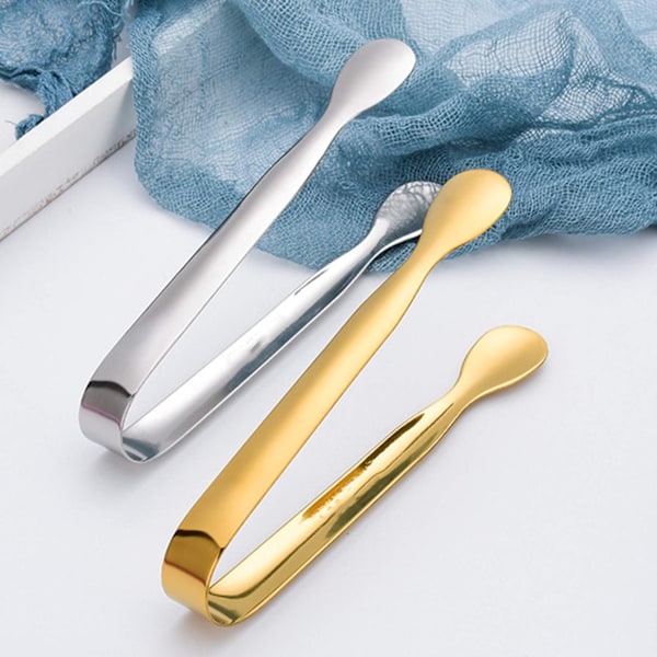 2 stk U-formet isbittang, rustfritt stål, godteri-tang, mini serveringstang