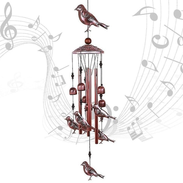 HHL Waterproof Bird Wind ChimesMetal Wind Bells With Aluminum Tubes Romantic Hanging Decorations
