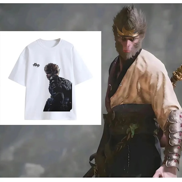 Black Myth Wukong spel kringutrustning lös snabb torkande kortärmad T-shirt Monkey King sommar mode kläder för män och kvinnor XL