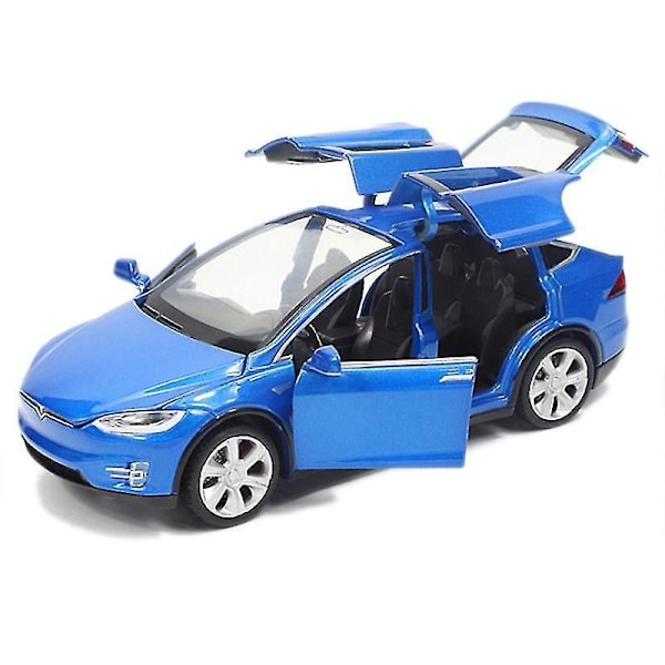 Helt ny 1:32 Tesla Model X leksaksbil i metall, gjutna och leksaksbil, gratis frakt, leksaker för barn, barnpresenter, leksaker för pojkar Blue