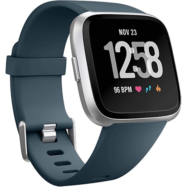 Smartwatch-armbåndet er kompatibelt med Fitbit Versa Smartwatch, Versa 2 og Versa Lite ure til kvinder og mænd（Slate Blue-S）