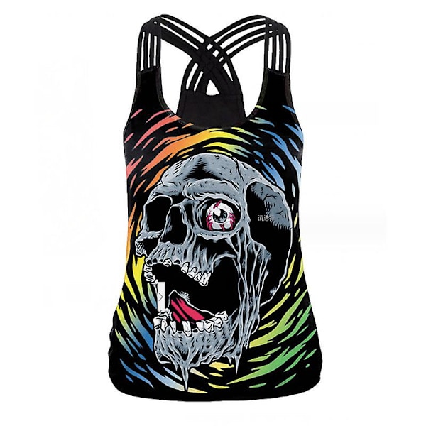 Tank top damer halloween 3d print kryss skulderstropp Ny T-skjorte med rund hals vest stil 5 style 5 XL