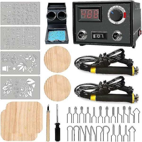 Pyrography wood burning kit wood burner tool double pen 60w upgraded adjustable pyrography machine