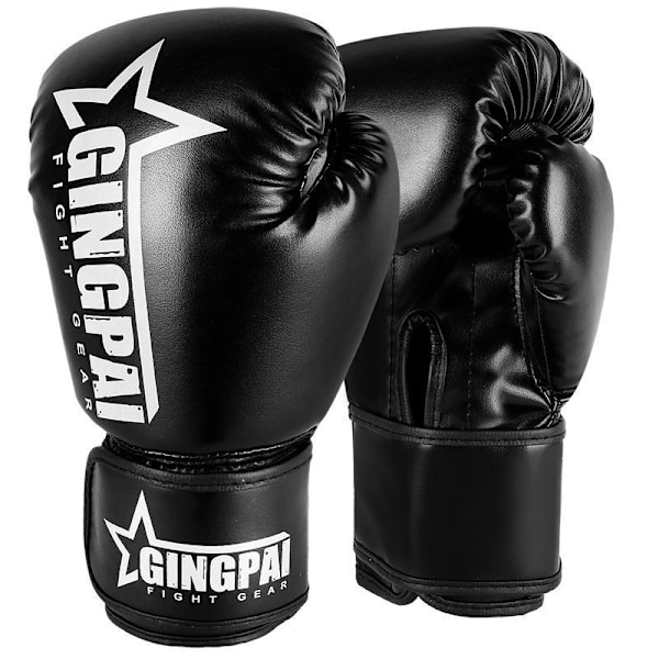 Boxningshandskar för vuxna, PU Kickboxningshandskar, professionella träningshandskar för kampsport Black