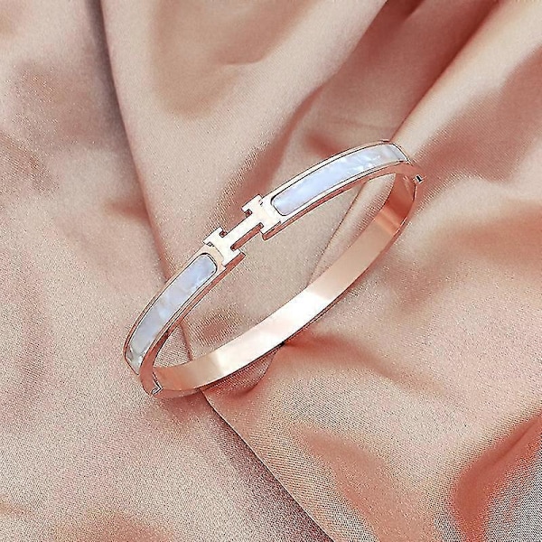 Stilrent armband i titanstål med bokstaven H - Lätt lyxigt skalarmband Rose Gold