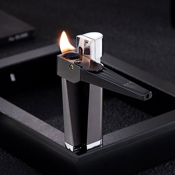 Portabel Metallpipa Tändare Vikbar Öppen Låga Liten Tändare för Pojkvän Make Gåva Separat Separate Square Black