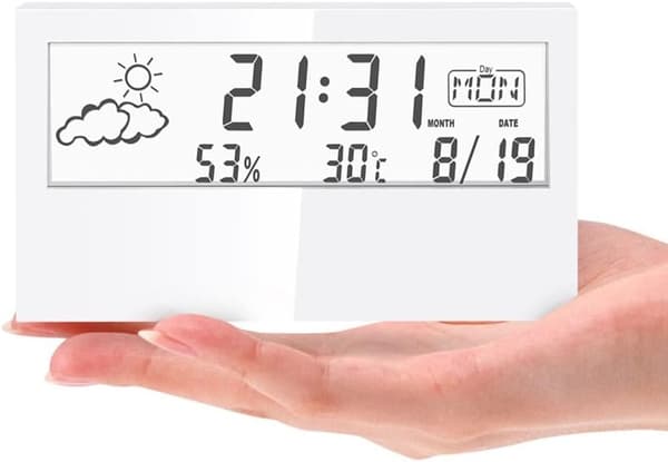 1 Transparent Skärm Väderstation Väckarklocka Inomhus Hygrometer Termometer Väderprognos Sensor Klocka