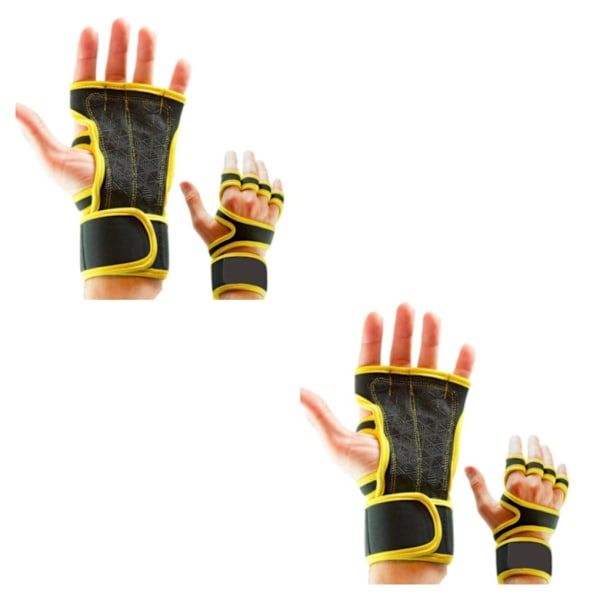 1/2/3/5 2 par Läder Lätta och andningsbara gymhandskar för Gul XL Yellow XL 2Set