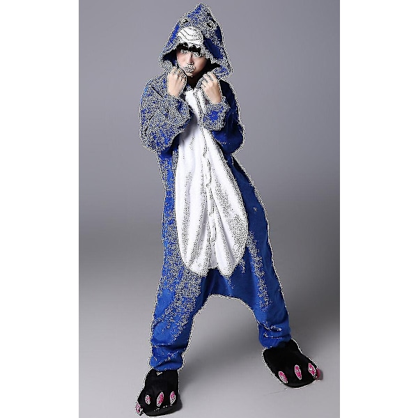 Halloween Unisex Onesie Kigurumi Hieno Pukeutumiskostyymi Hupparit Pyjamat Univaatteet -9-1 - Täydellinen Hai Shark XL for 180-190cm