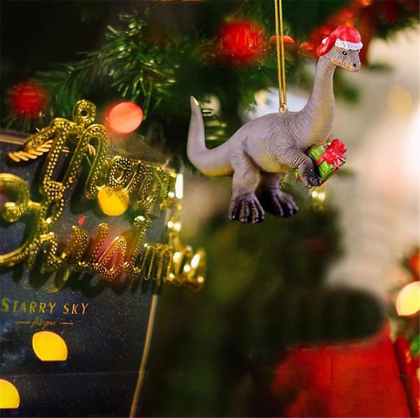 4 stk. jule-dinosaur dekorationer til at hænge, julepynt