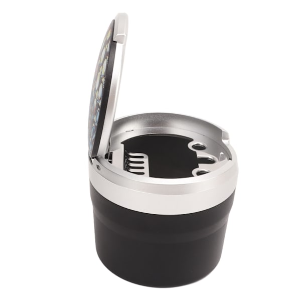 Bärbar bilaskkopp Mini Silver Edge Brandförebyggande Rökfri bilaskkopp med LED-ljus och lock Honeycomb