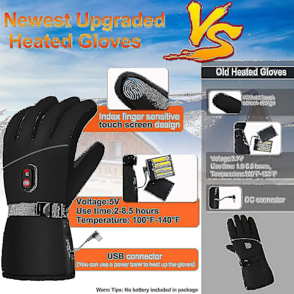 Opvarmede Handsker Genopladelige Elektriske Batteri Opvarmede Handsker Touch Screen Handsker Voksne Unisex