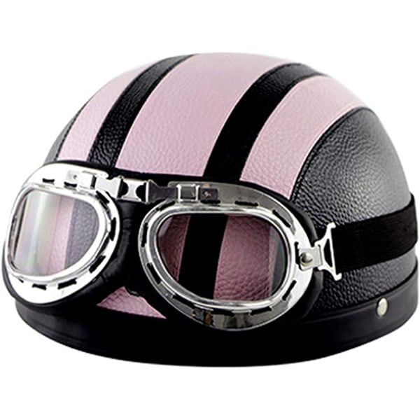 Unisex motorcykelhjälm mode skyddshjälm med glasögon glasögon svart krut
