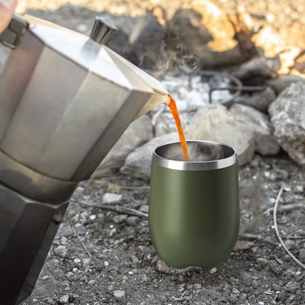 12oz Viinilasit Kannilla, Varsillisia, Kaksoisseinäiset Tyhjiömatkamukit