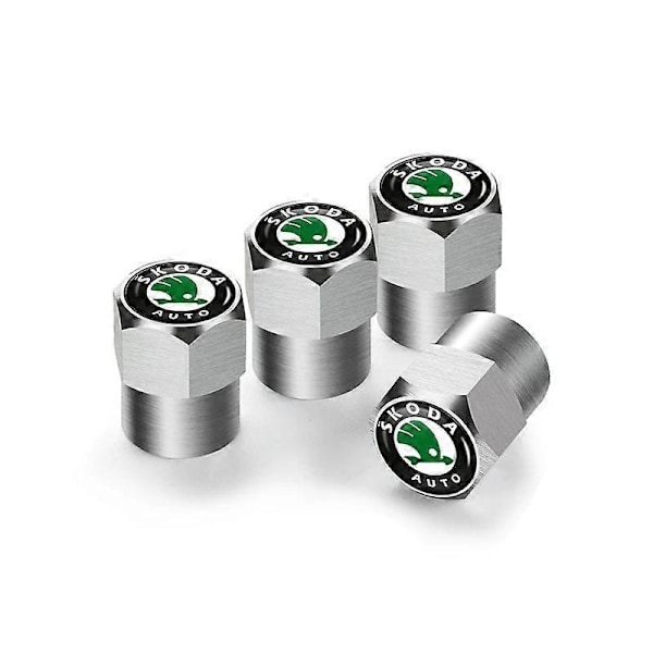 4 kpl Auton Pyörän Rengasventtiilin Suojukset Pölysuojat Tarvikkeet Skoda Octavia Rapid Kodiaq Karoq Fabia Kamiq Superb Derivative Vision-Perfet -malleille 4pcs Silver