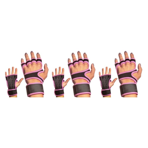 1/2/3/5 2 par Läder Lätta och andningsbara gymhandskar för Rosa S Pink S 3Set