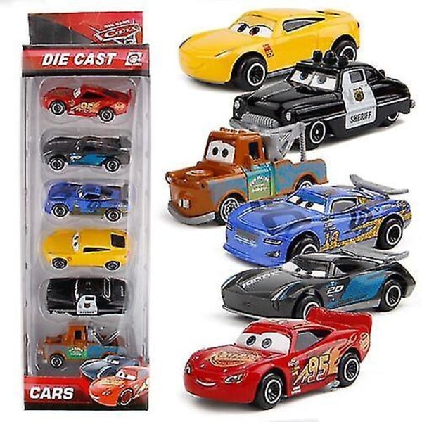 6-pack Pixar Bilar Blixten McQueen Racer Bilar Leksakssamling för Barn Gåvor